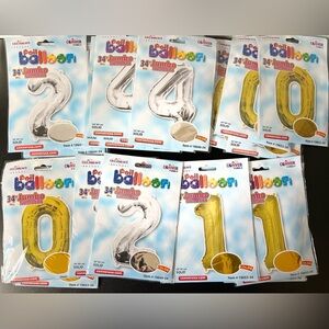 (2 for $6) 34”/87cm Gold Number Balloon (1)